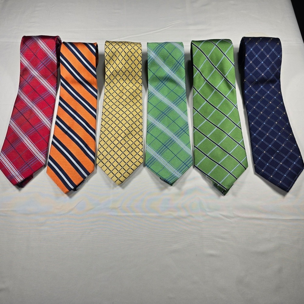 Nautica Silk Tie Lot of 6 Men's Preppy Old Money Office Business Striped Plaid